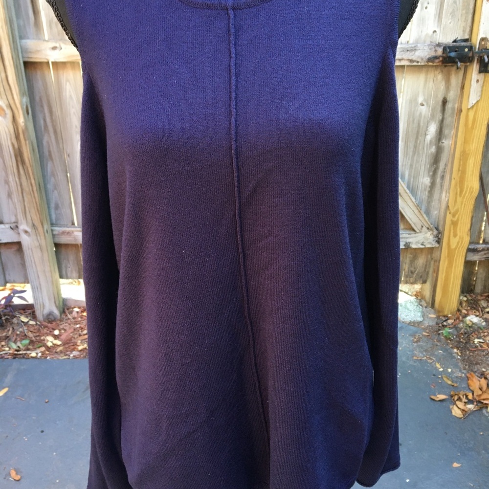 New York & Company Dark Navy Blue Acrylic Cold Shoulder Tunic Sweater Sz Small